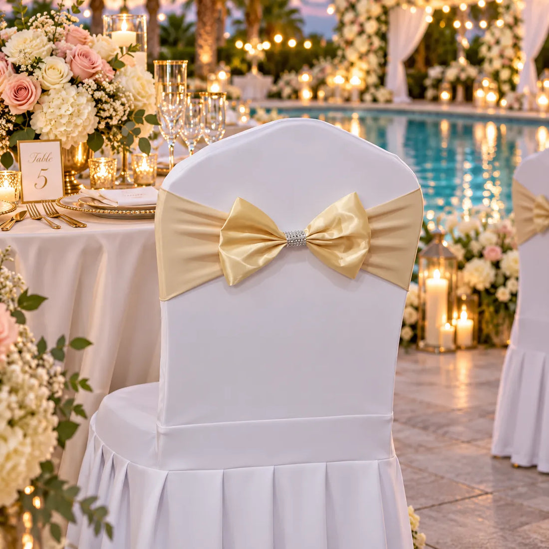 Nœud Papillon Champagne pour Chaise luxe