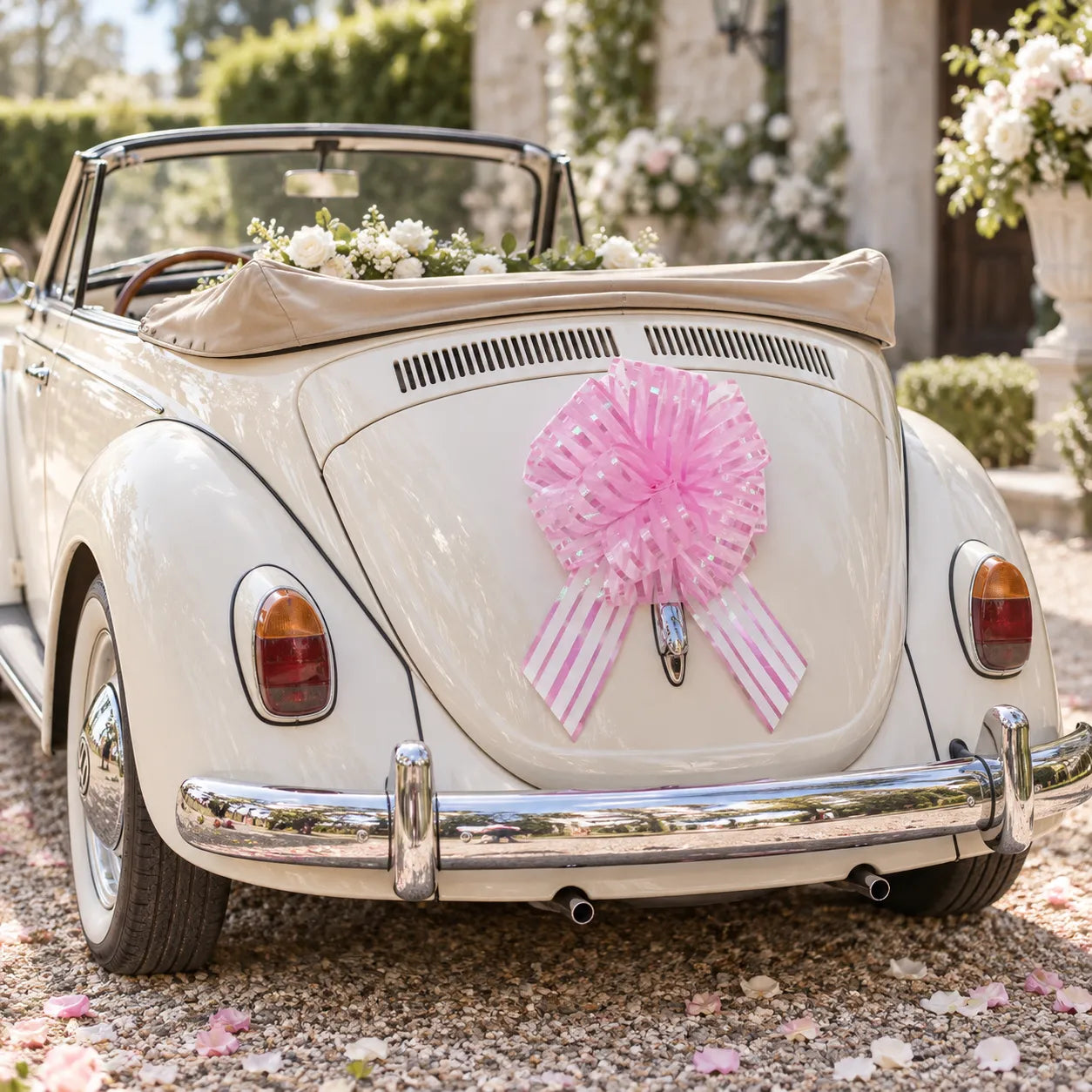 Nœud Rose Raffiné Pour Voiture Mariage Design