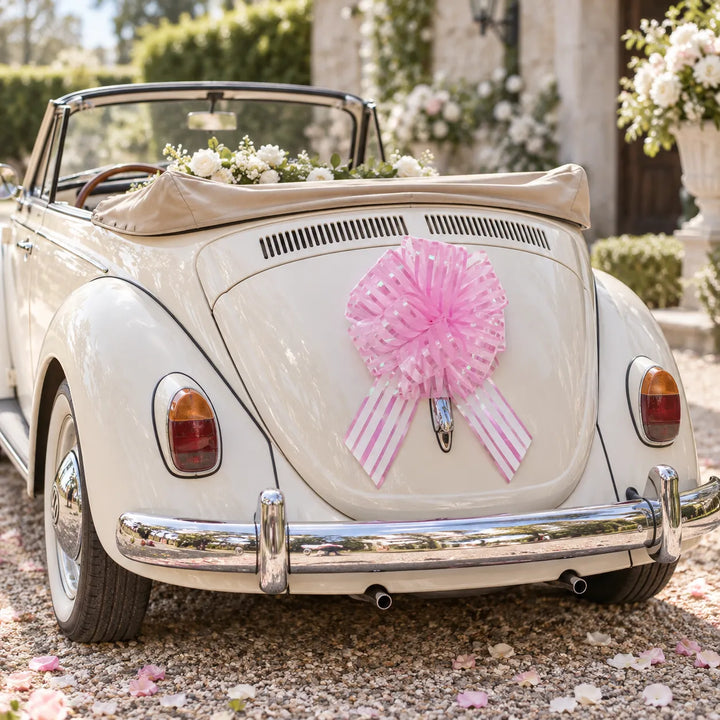 Nœud Rose Raffiné Pour Voiture Mariage Design