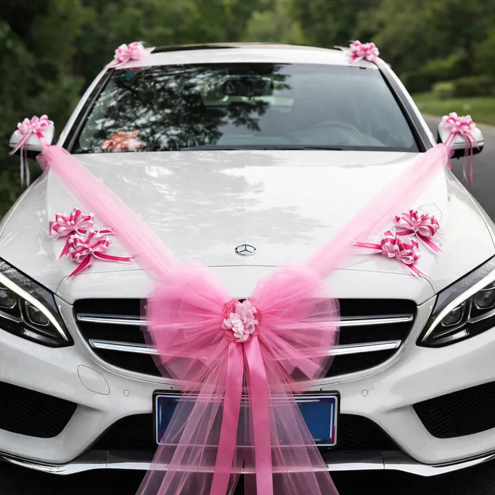 Nœud Rose à Ruban pour Voiture Mariage