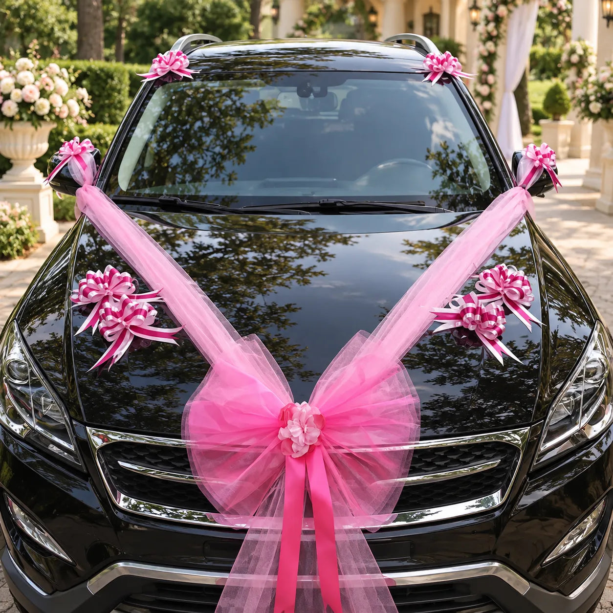 Nœud Rose à Ruban pour Voiture Mariage chic