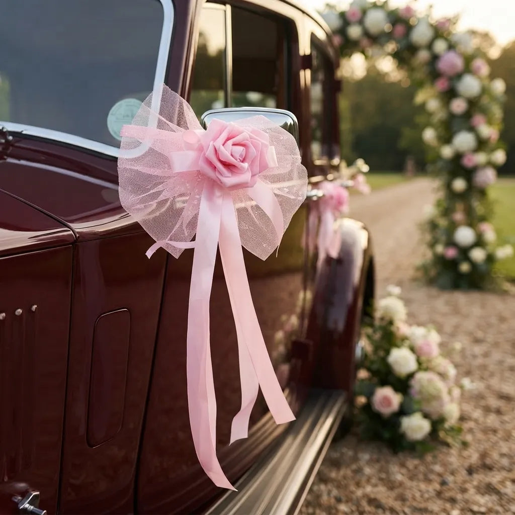 Nœud à Ruban Rose Déco Voiture Raffiné
