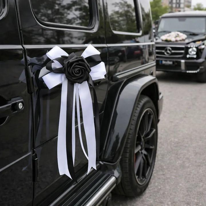 Nœud Ruban Voiture Noir et Blanc 
