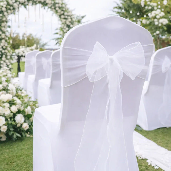 Nœud de Chaise Mariage Blanc en Organza