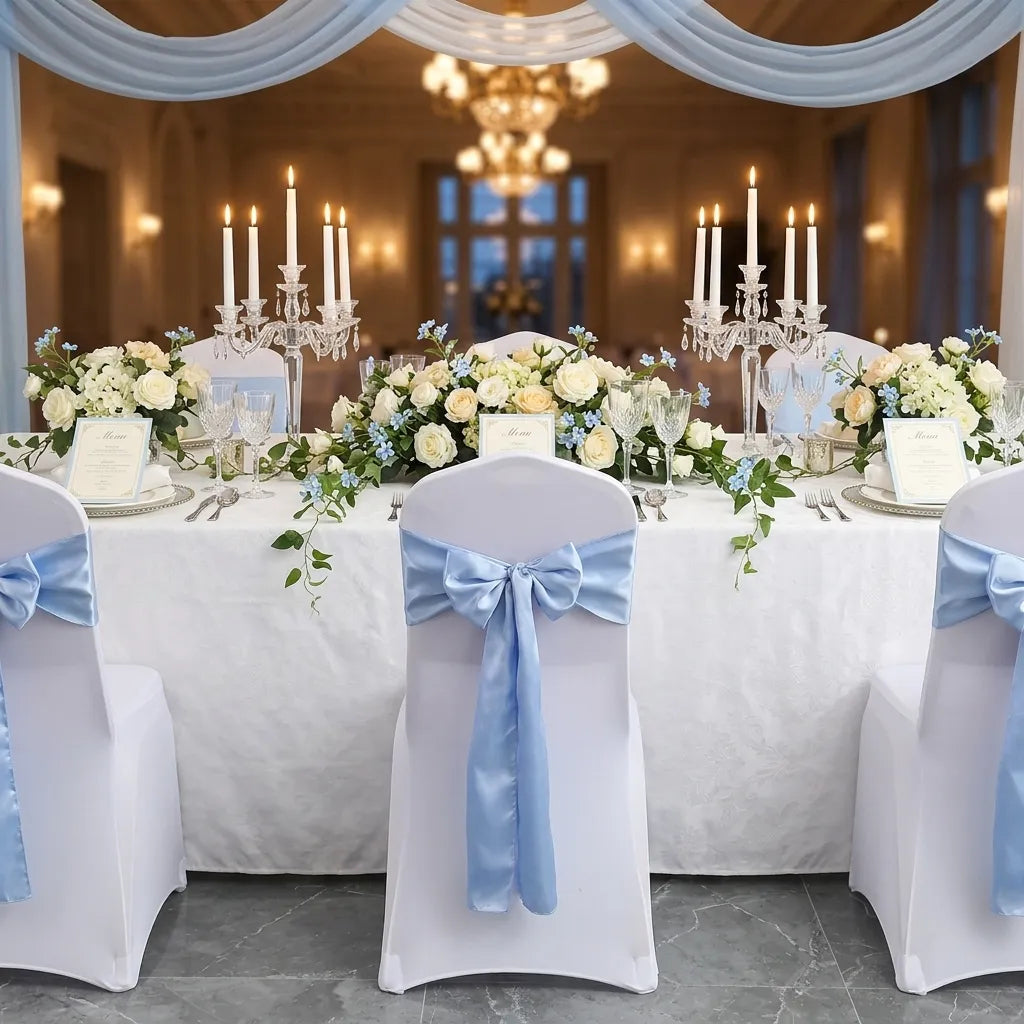 Nœud de Chaise Mariage Bleu Ciel Elégant