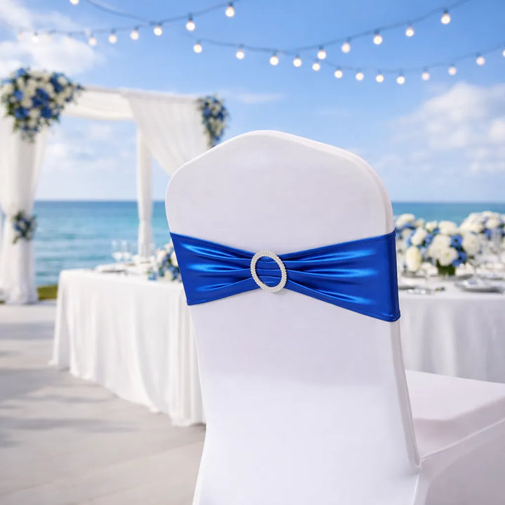 Nœud de Chaise Mariage Chic Bleu