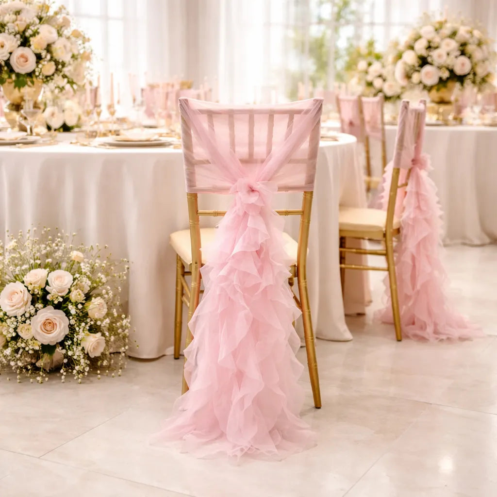 Nœud de Chaise Mariage Rose Elégant Design