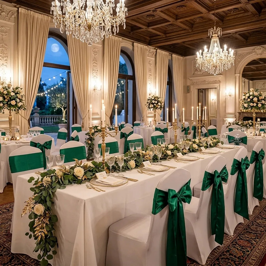 Nœud de Chaise Mariage Vert Emeraude Elégant