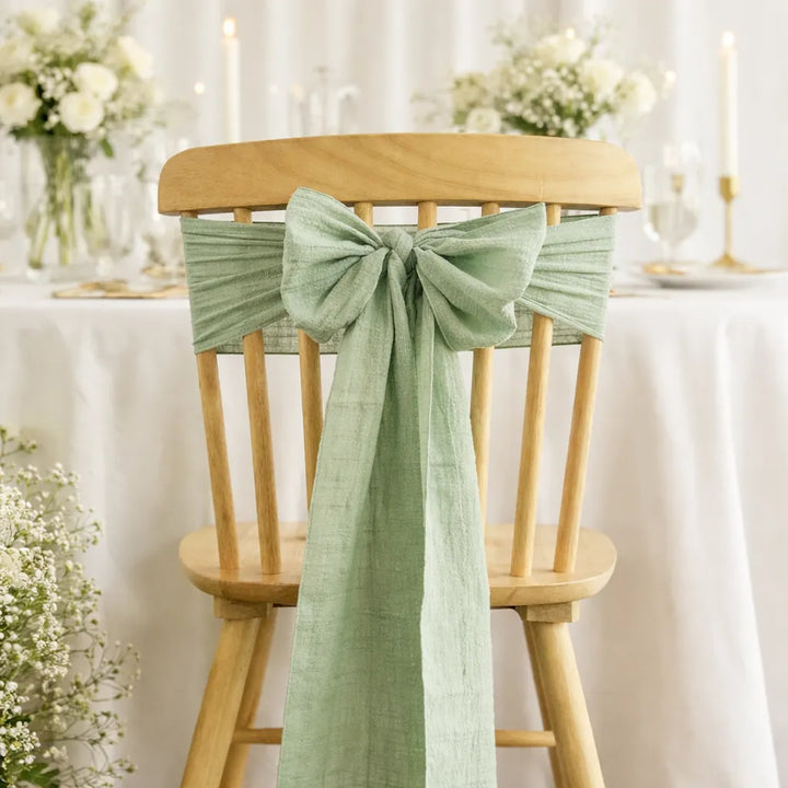 Nœud de Chaise Mariage Vert Sauge en Coton