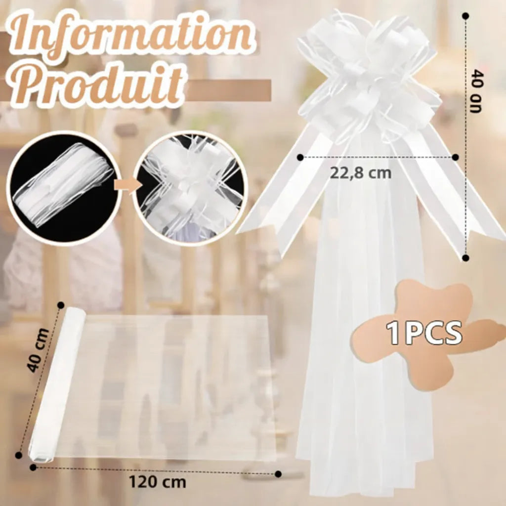 Nœud en Tulle Voiture Mariage Unique