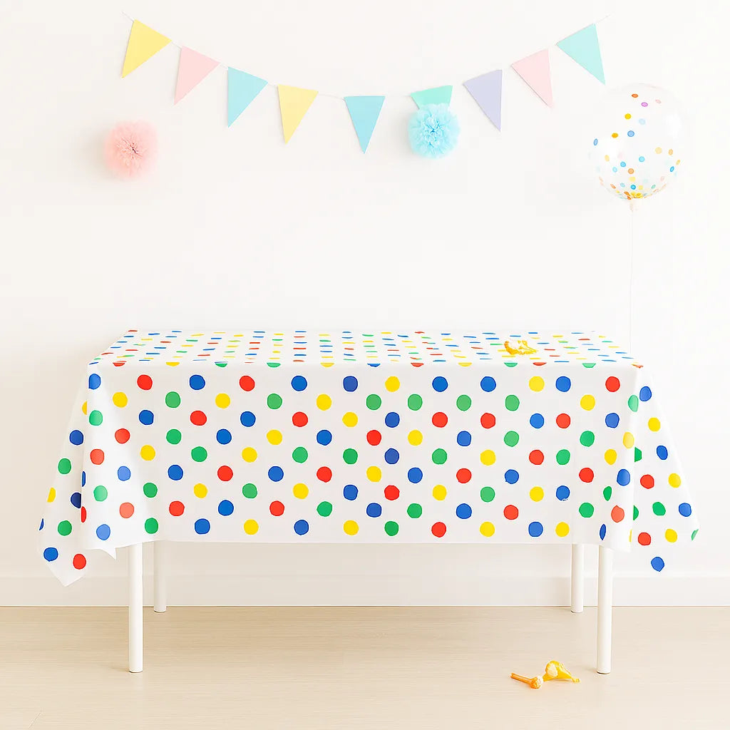 Nappe Anniveraire à Pois Multicolores Festive