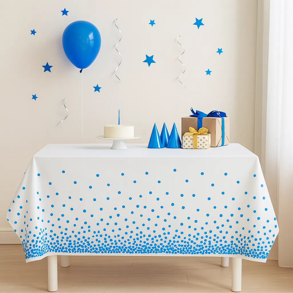 Nappe Anniversaire Blanc Et Bleu