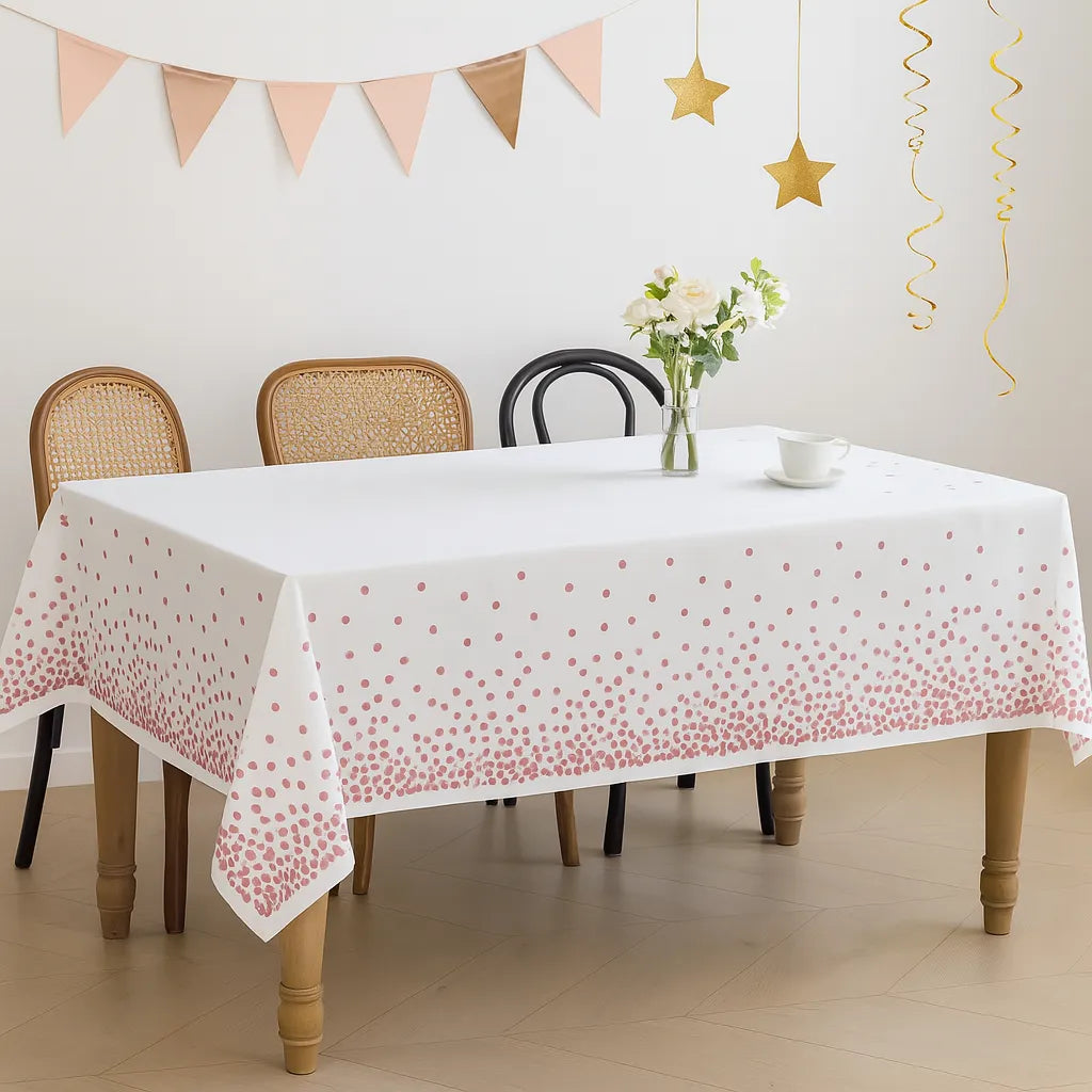 Nappe Anniversaire Blanc Et Rose