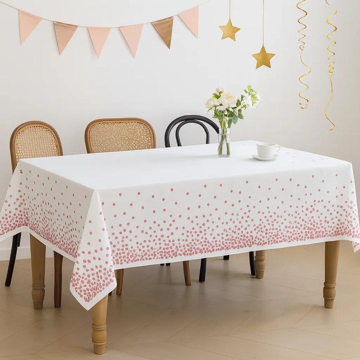 Nappe Anniversaire Blanc Et Rose