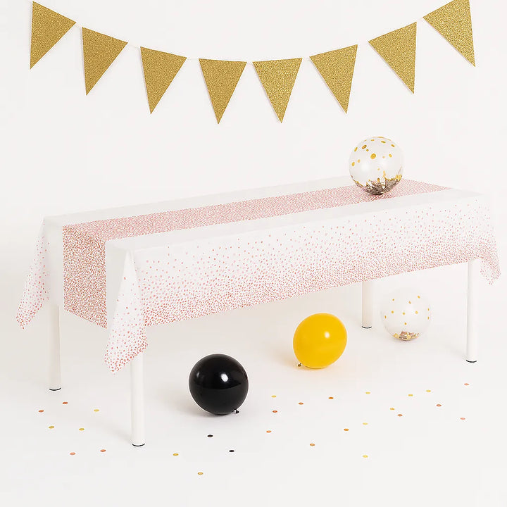 Nappe Anniversaire Blanc et Rose Gold