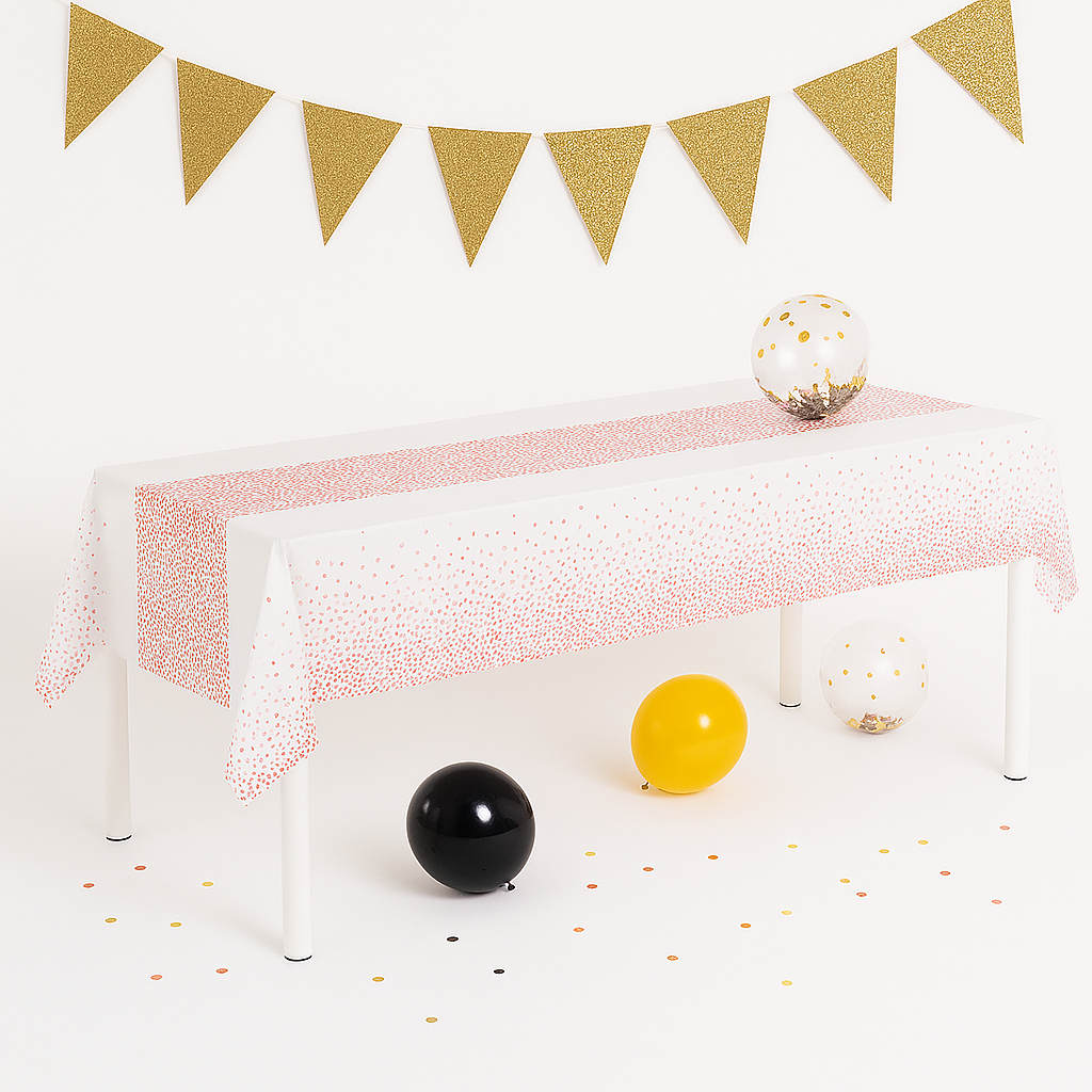 Nappe Anniversaire Blanc et Rose Gold
