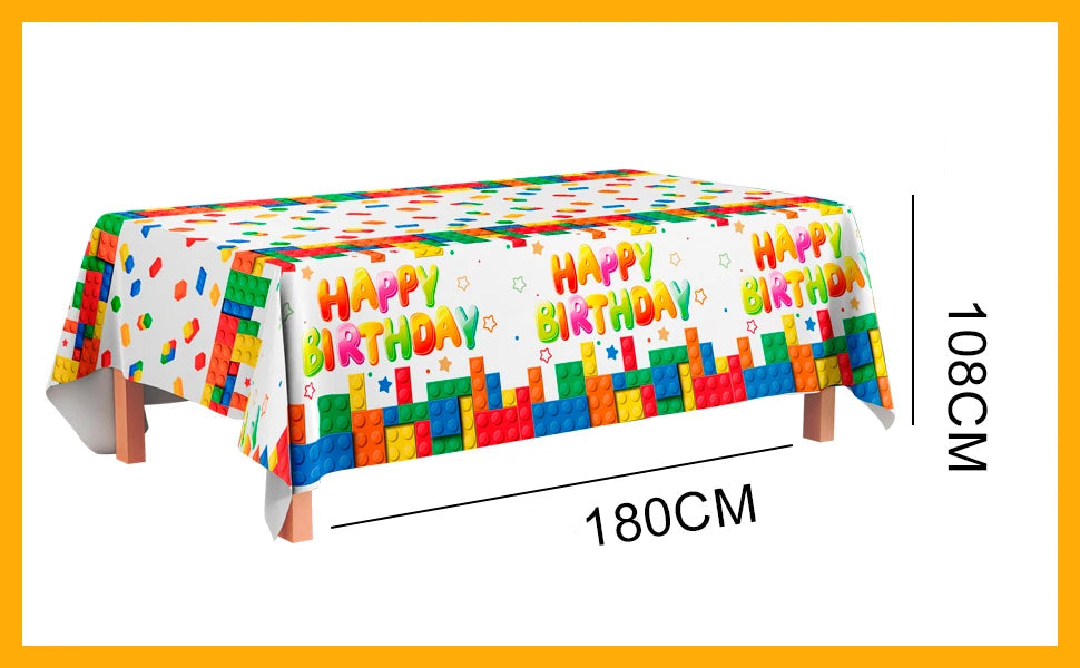 Nappe Anniversaire Blocs de Construction stylé