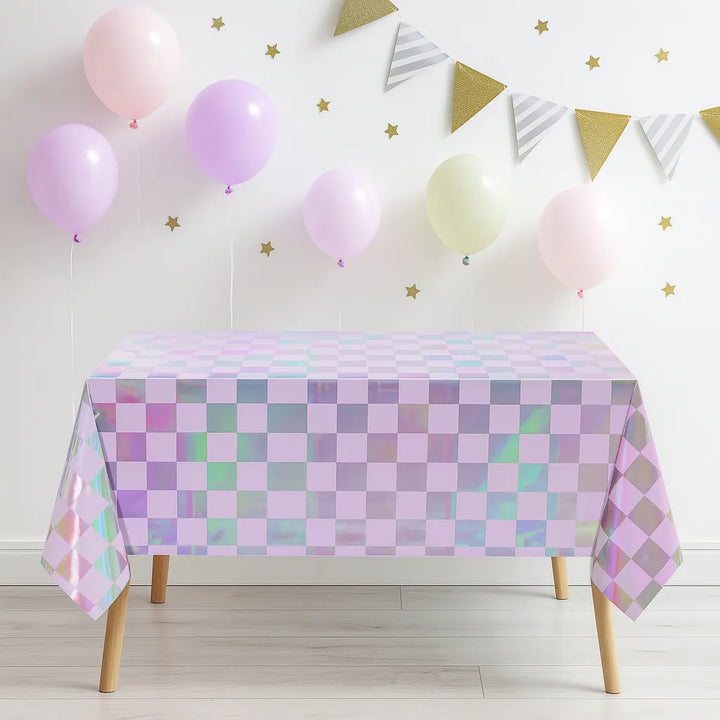 Nappe Anniversaire Irisée à Carreaux