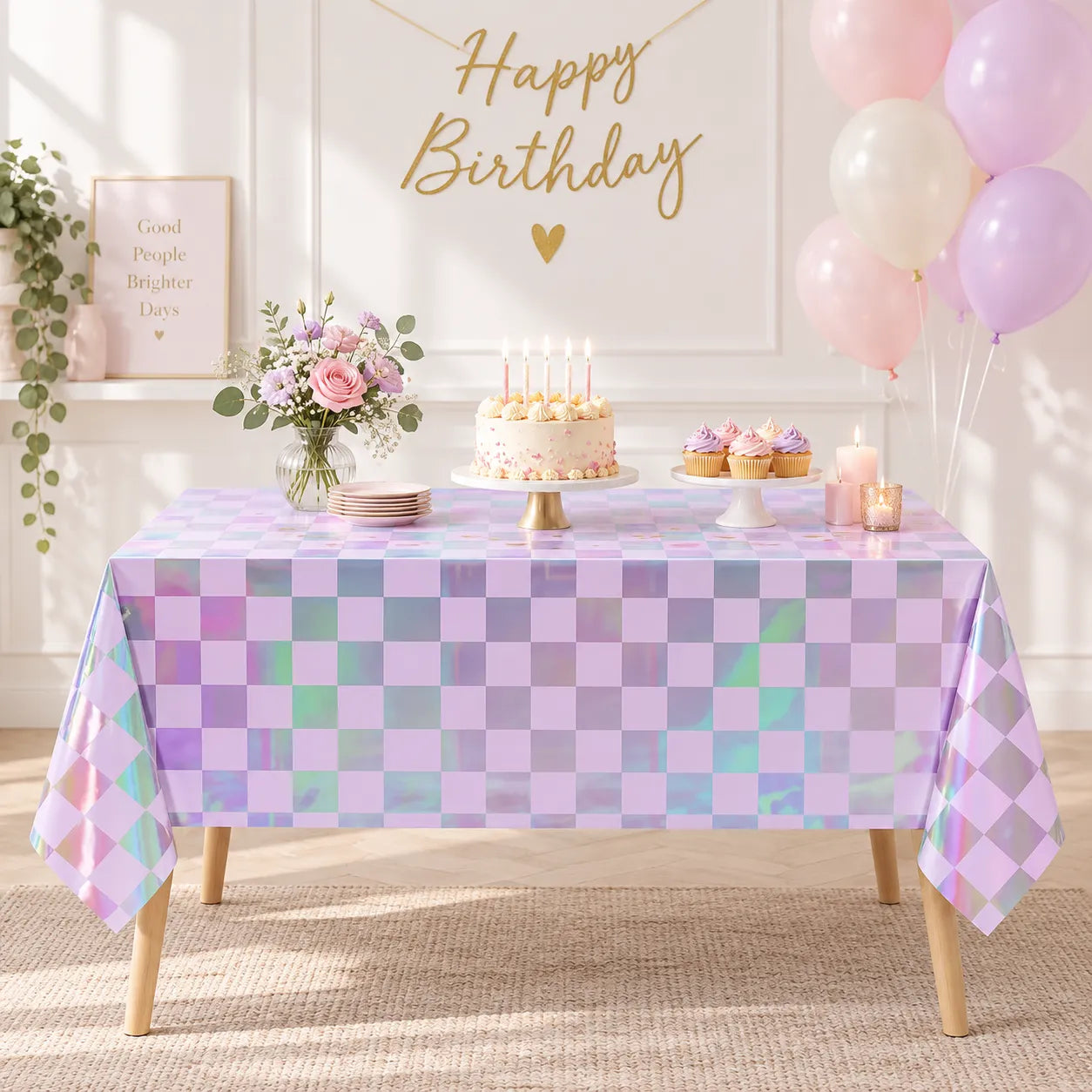Nappe Anniversaire Irisée à Carreaux 