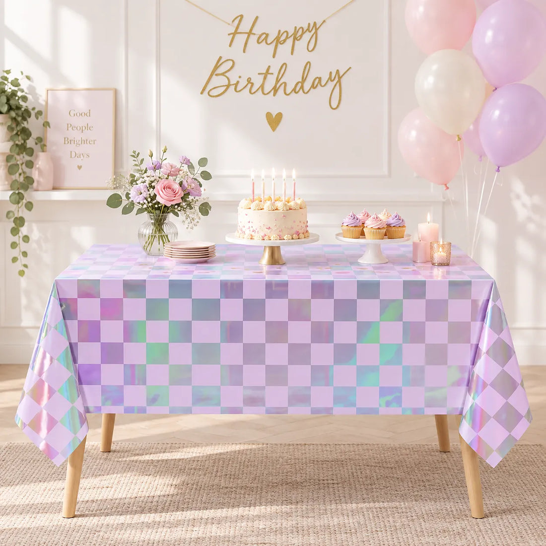 Nappe Anniversaire Irisée à Carreaux 