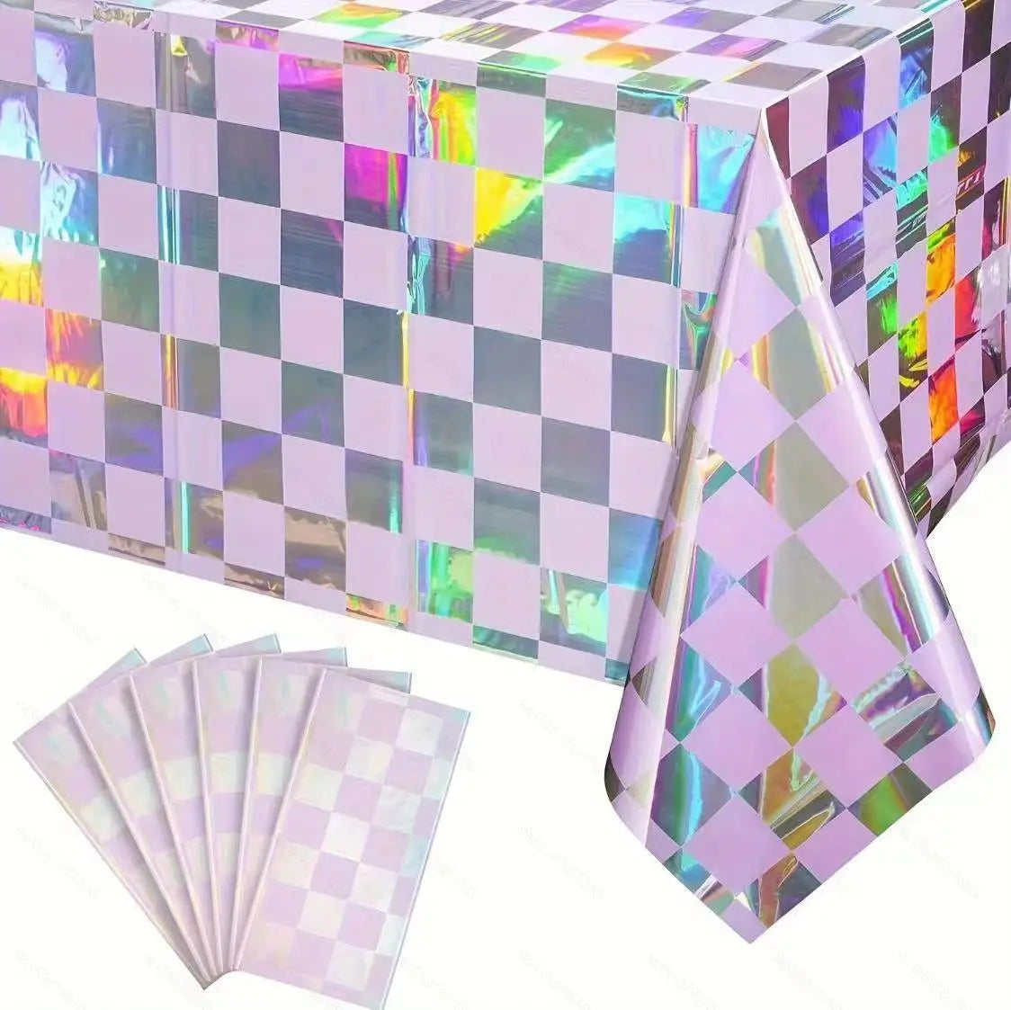 Nappe Anniversaire Irisée à Carreaux Tendance