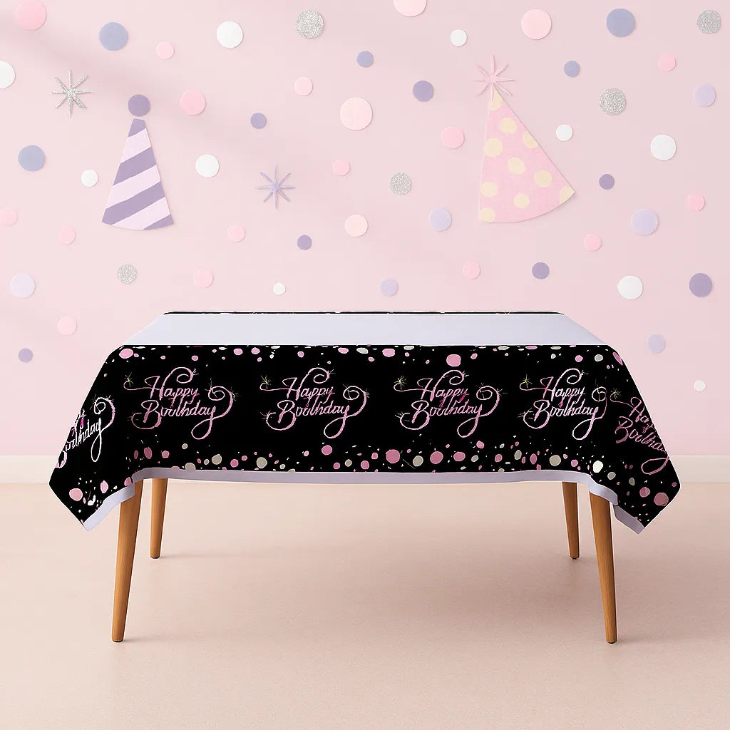 Nappe Anniversaire Noir et Rose