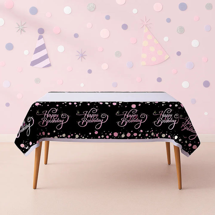 Nappe Anniversaire Noir et Rose
