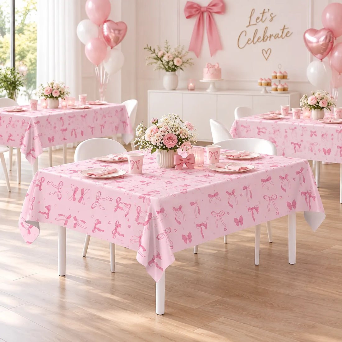 Nappe Anniversaire Rose à Nœuds Belle