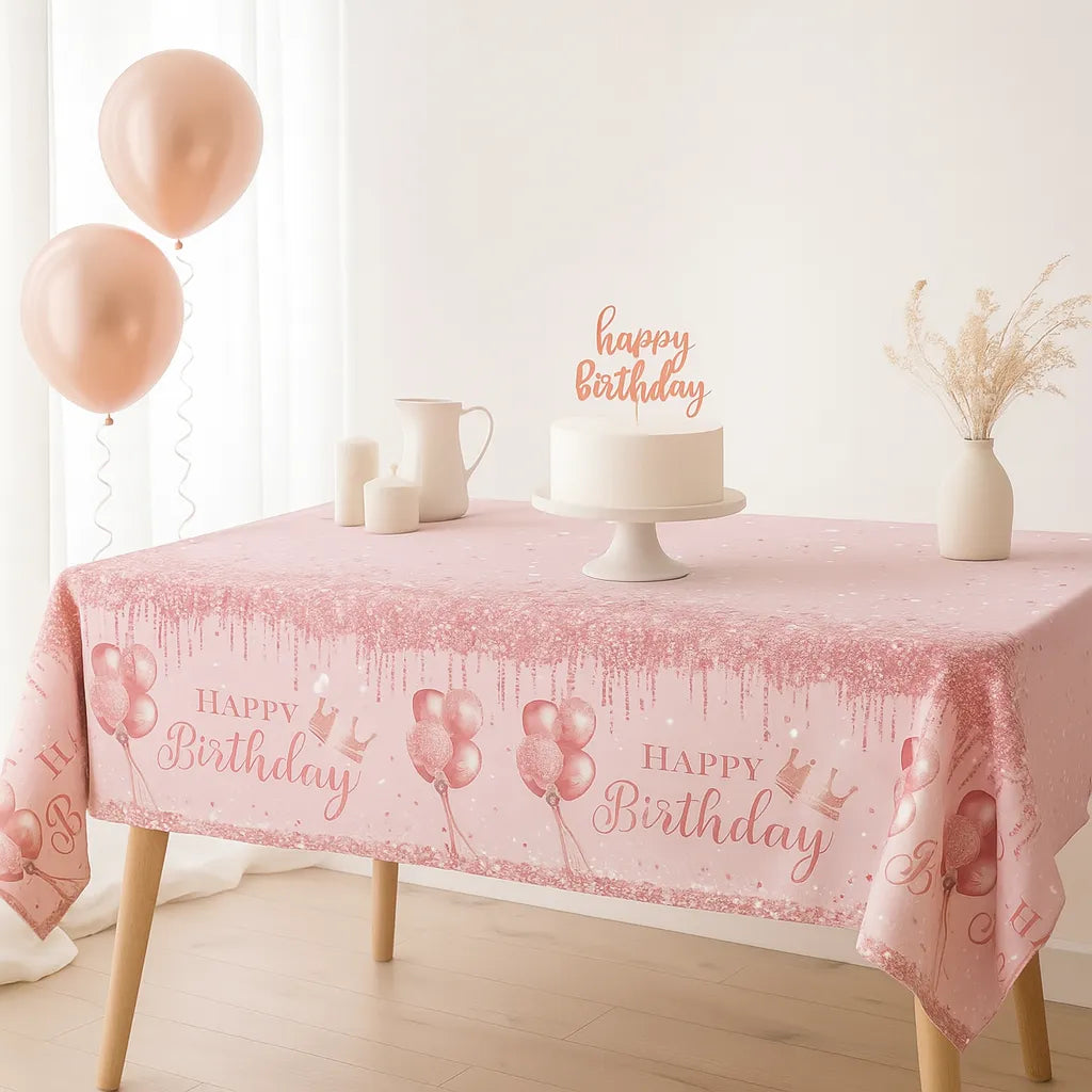 Nappe Anniversaire Rose à Princesse