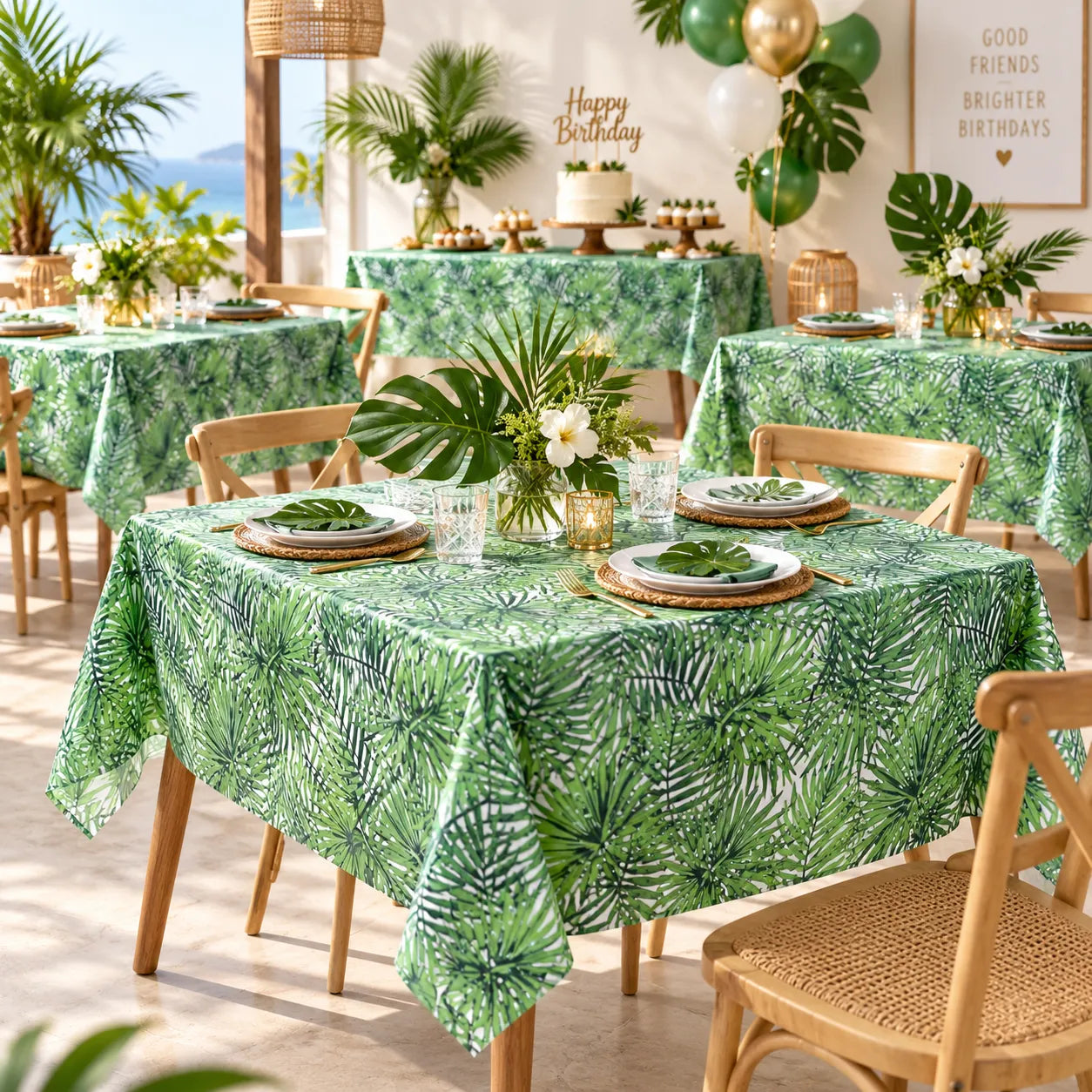 Nappe Anniversaire Tropicale Verte