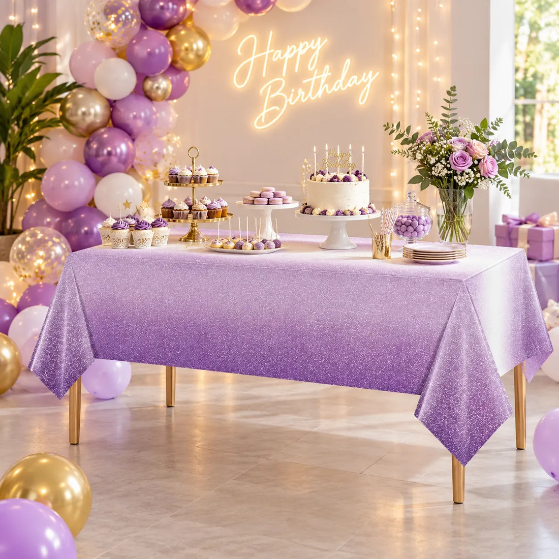 Nappe Anniversaire Violet et Blanc