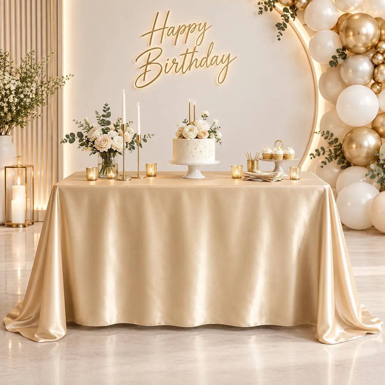 Nappe Champagne en Satin