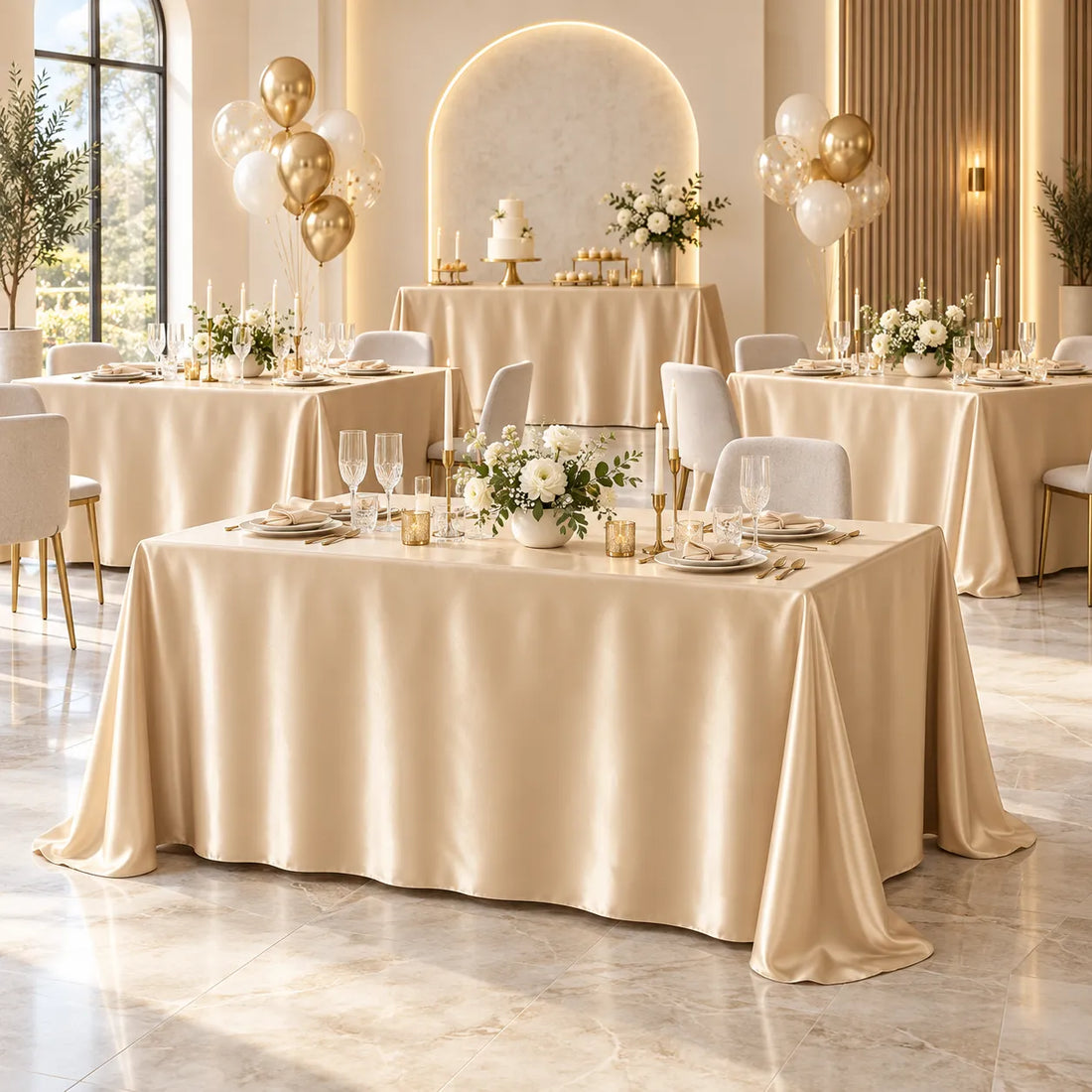 Nappe Champagne en Satin Elégante