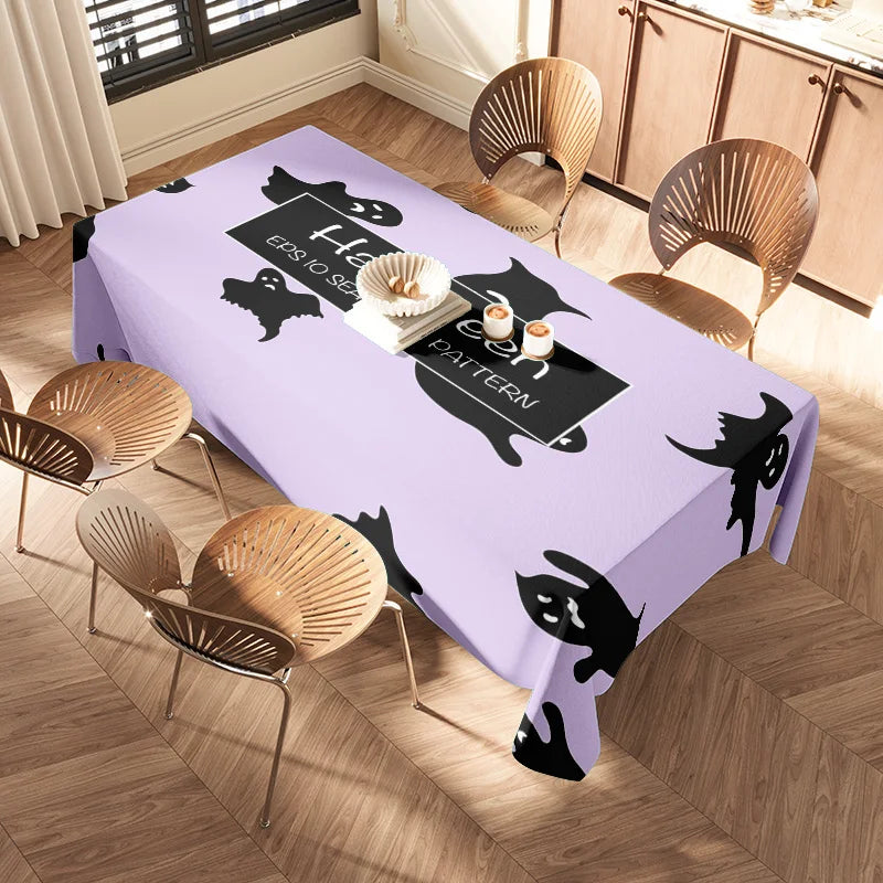 Nappe Halloween Imprimé Fantômes Noir et Blanc