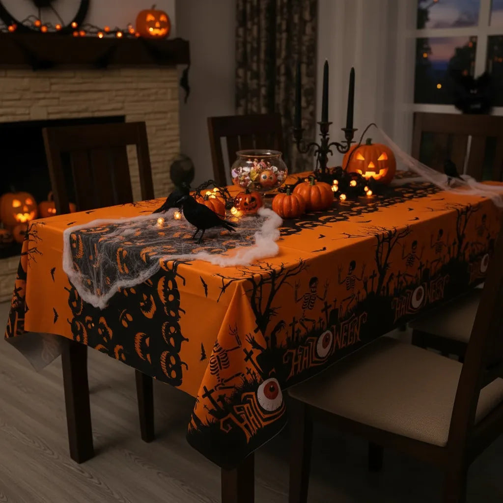 Nappe Halloween Orange et Noir