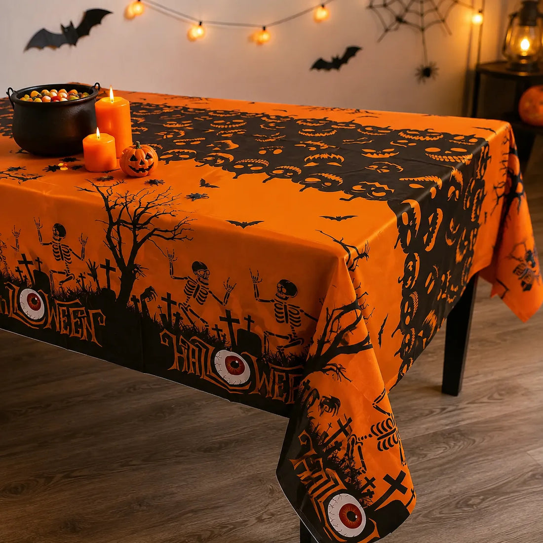 Nappe Halloween Orange et Noir Design