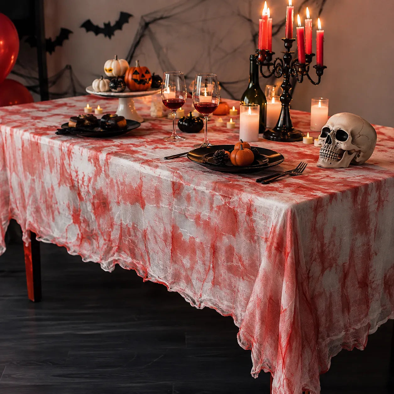 Nappe Halloween Sanglante en Gaze Festif