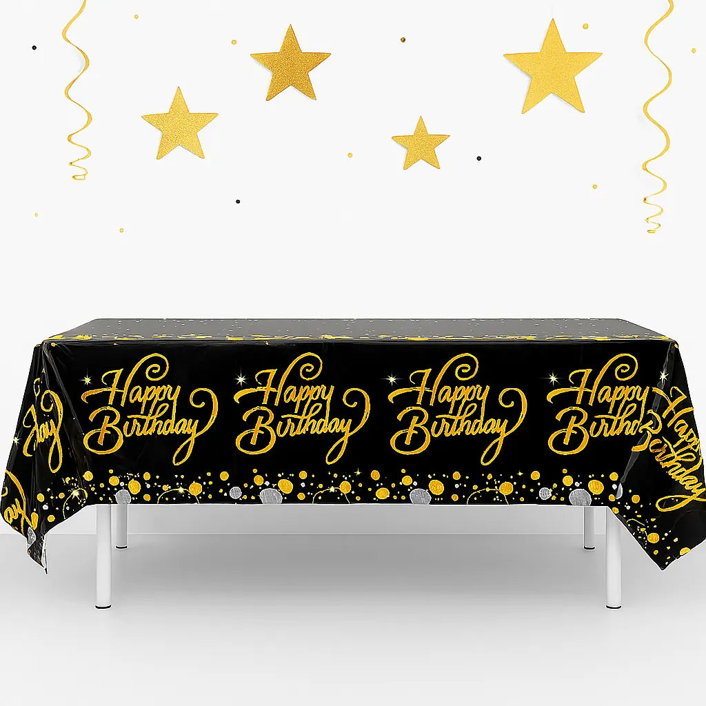 Nappe Happy Birthday Noir et Or Design