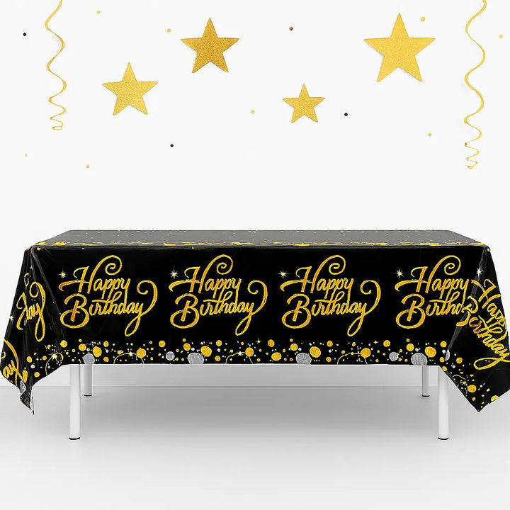 Nappe Happy Birthday Noir et Or Design