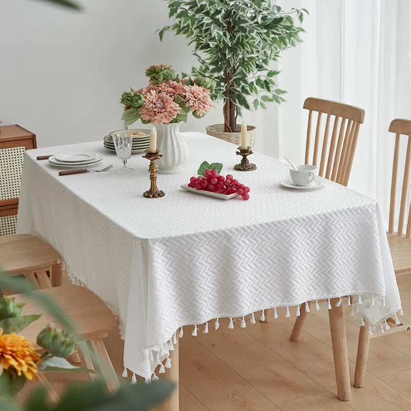 Nappe Mariage Blanche à Motifs Graphiques Unique