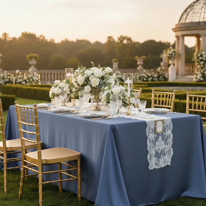 Nappe Mariage Bleu Satiné