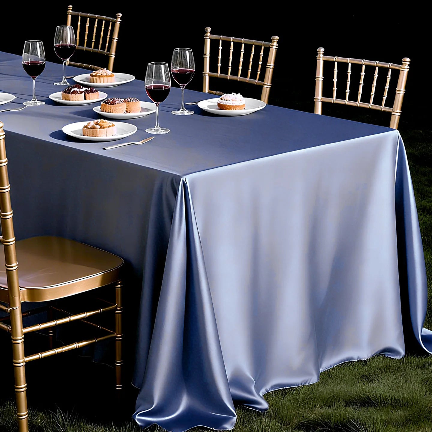 Nappe Mariage Bleu Satiné Classe