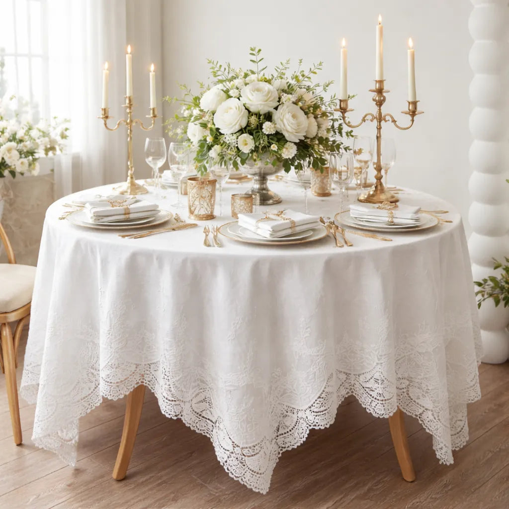 Nappe Mariage Brodée en Coton