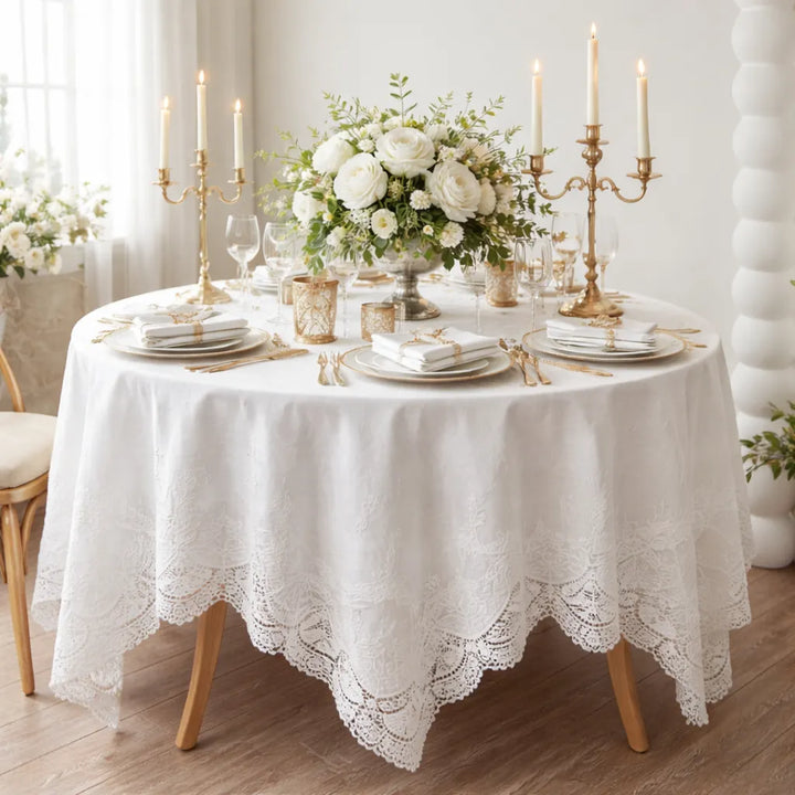 Nappe Mariage Brodée en Coton