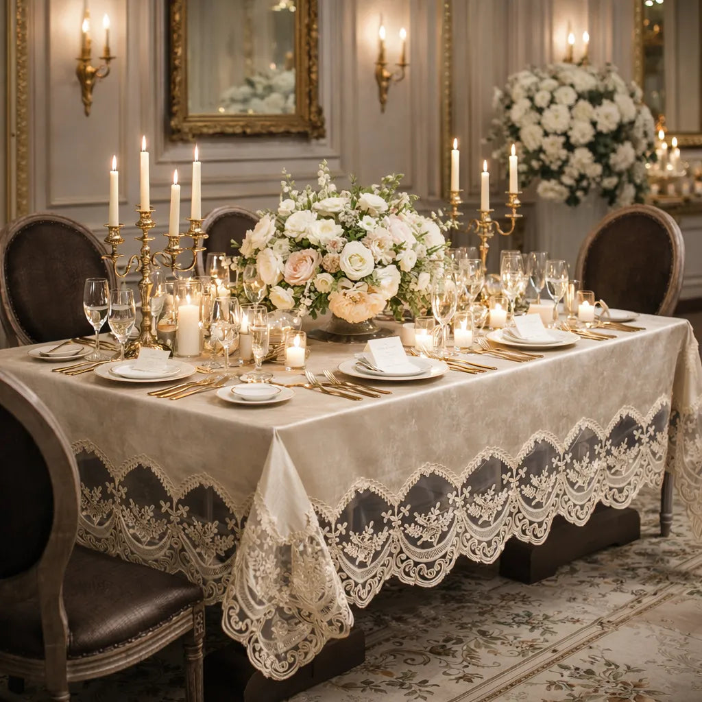 Nappe Mariage Champagne Veloutée Brodée