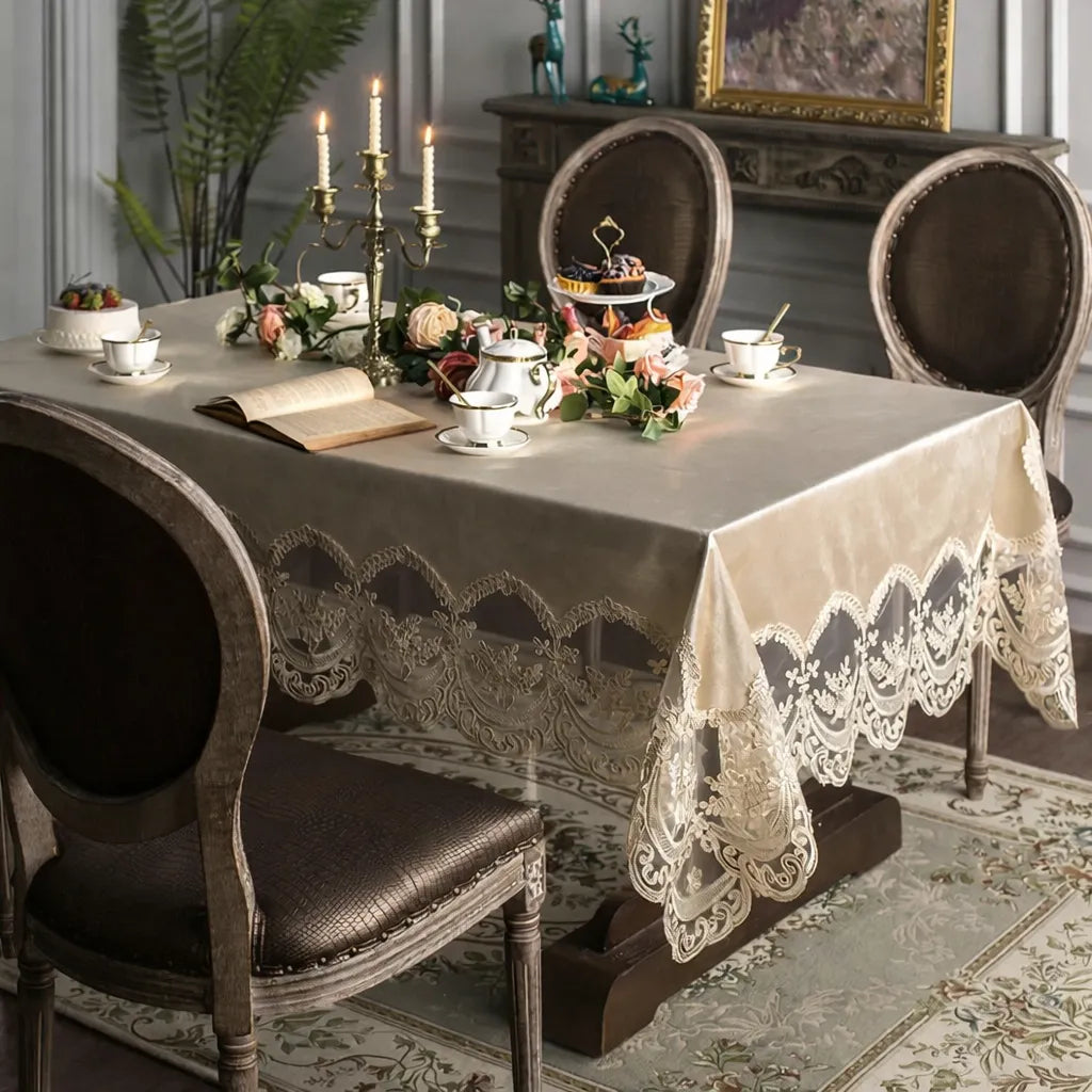 Nappe Mariage Champagne Veloutée Brodée Belle