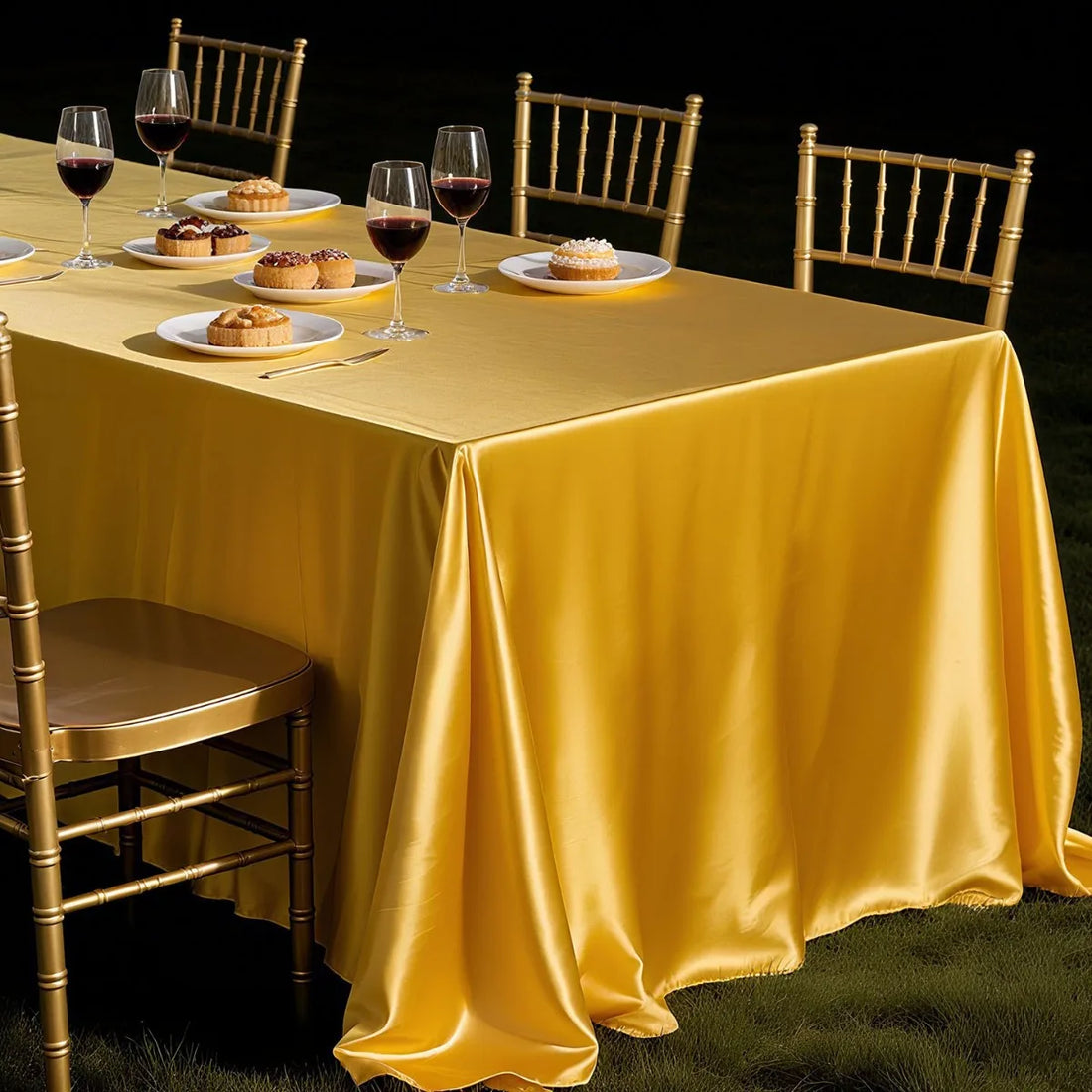 Nappe Mariage Jaune en Satin Jaune