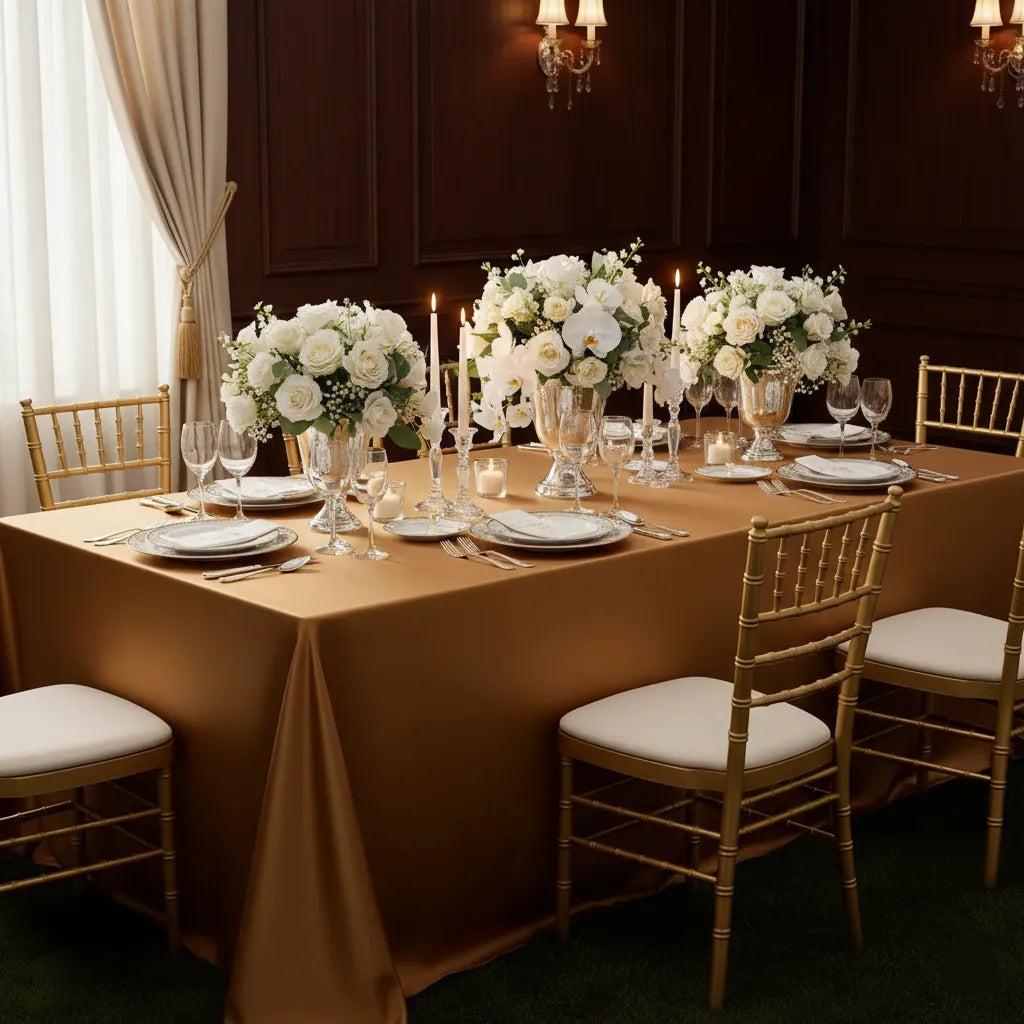 Nappe Mariage Marron Satiné