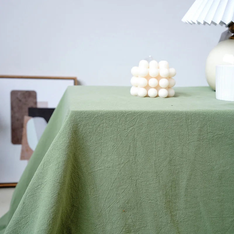Nappe Mariage en Coton Froissé Vert Sauge Unique
