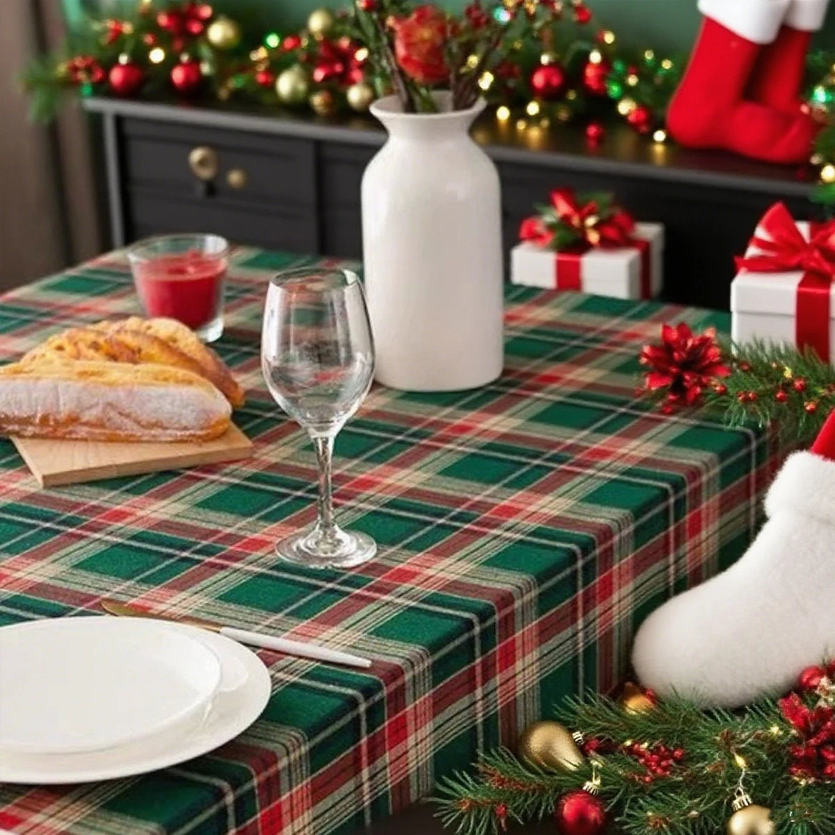 Nappe Noël à Carreaux Chic